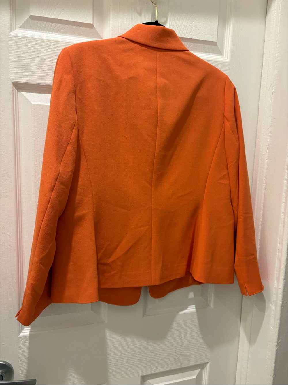 Kasper Petite 12P NWT Orange One-Button Blazer Gold Zip Pocket Career Jacket - Picture 4 of 7